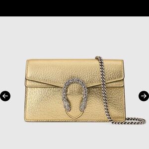 Gucci Gold Mini Dionysus Bag with Silver Chain